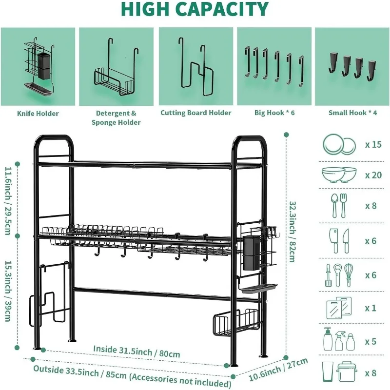 Over The Sink Dish Drying Rack -Adjustable Over Sink Dish Rack- Length(23.6