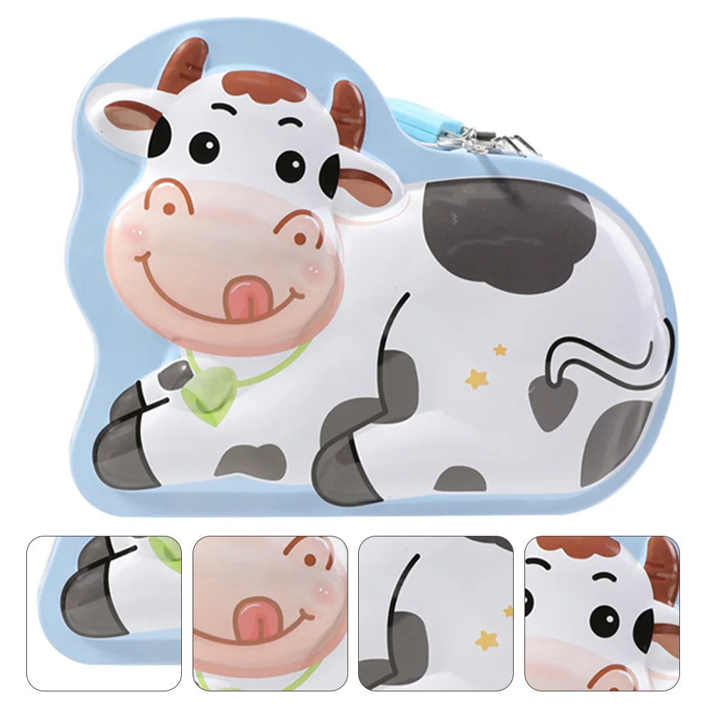 

1Pcs Milk Cow Saving Box Tinplate Piggy Bank Large Capacity Money Storage Banknote Coin Holder Gift for Kids Tinplate Saving Box