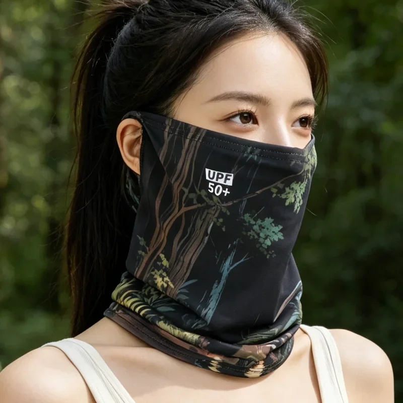 Unisex Ice Silk Cycling Protective Mask Hanging Ear Sunscreen Sunshade Windproof Breathable Outdoor Magic Face Towel Headscarf