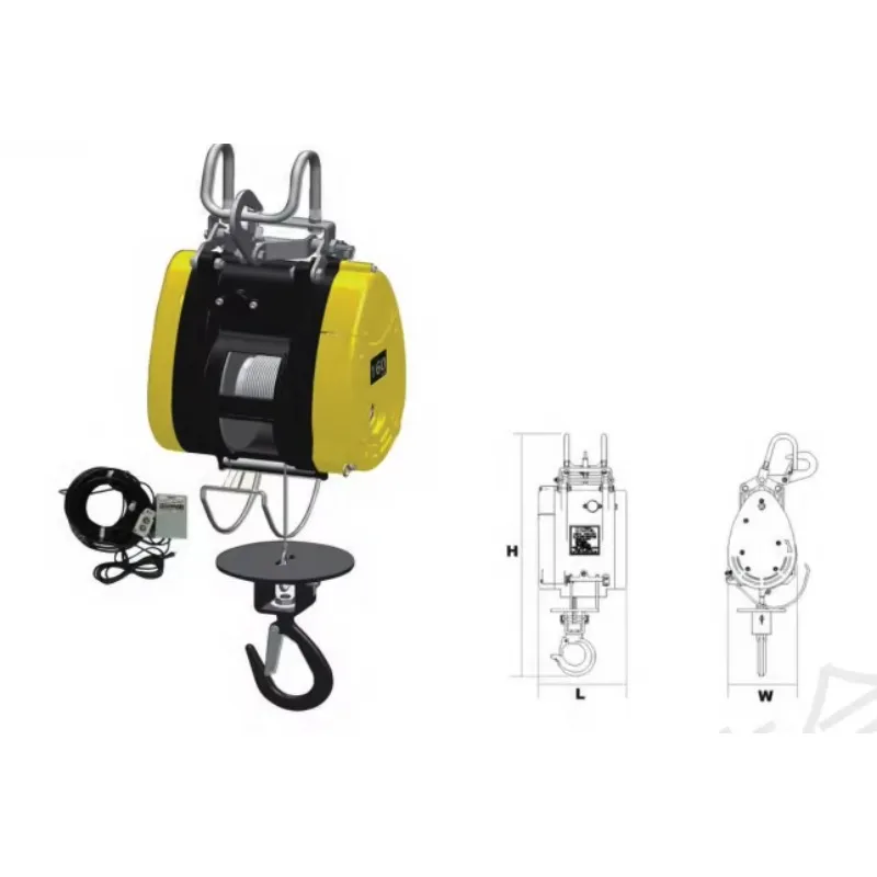 Portable DU Type Mini Electric Wire Rope Winch Hoist Capacity 75-500 KG Wide Application NW 8-28 KG