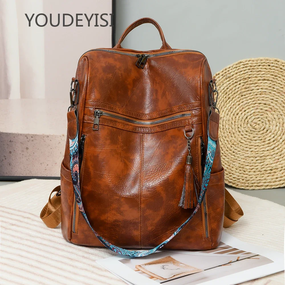 

YOUDEYISI Vintage Backpack Soft leather Rucksack Women Shoulder Bag Ladies Travel Pack Large Capacity Dayback Bookbag for Girl