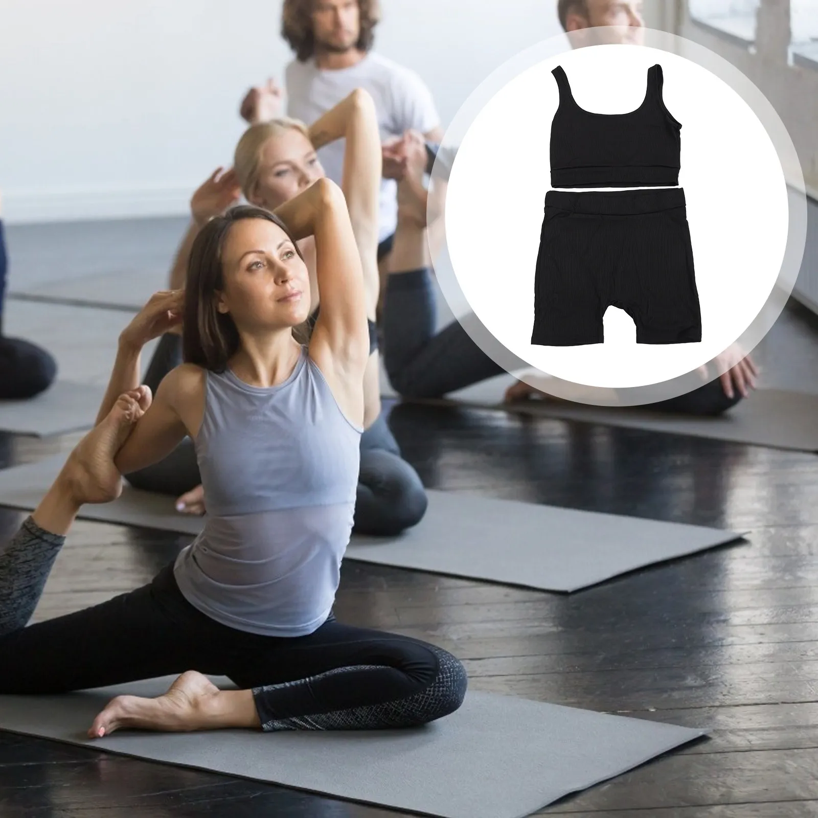 

Комплект из 1 предмета: удобный комплект для йоги из мягкого полиэстера (жилет и шорты), дышащая одежда для тренировок, фитнеса и занятий спортом в помещении