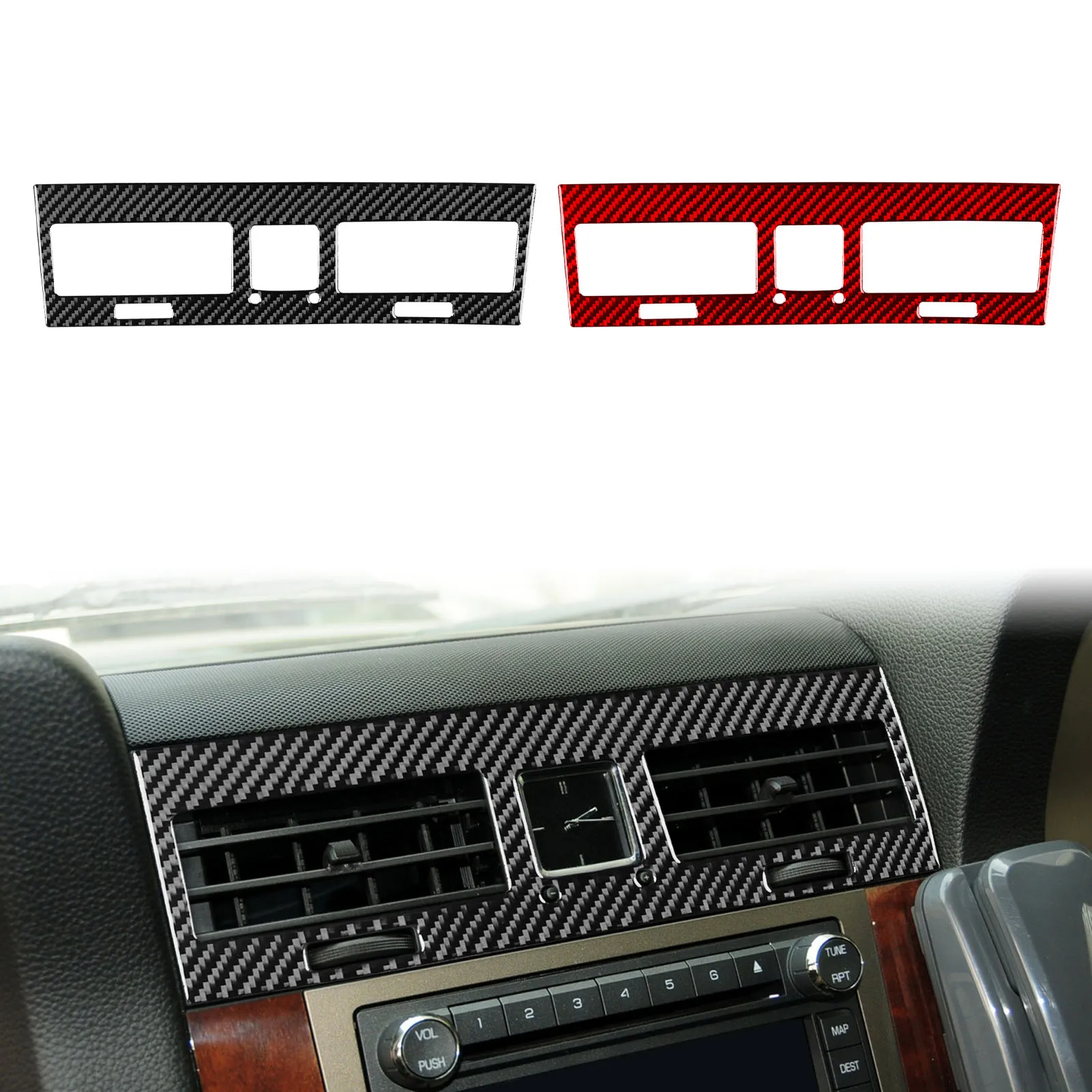 Car Interior Accessories Carbon Fiber Center Console Air Vent Outlet Panel Cover Trim Sticker For Lincoln Navigator 2007—2014 4