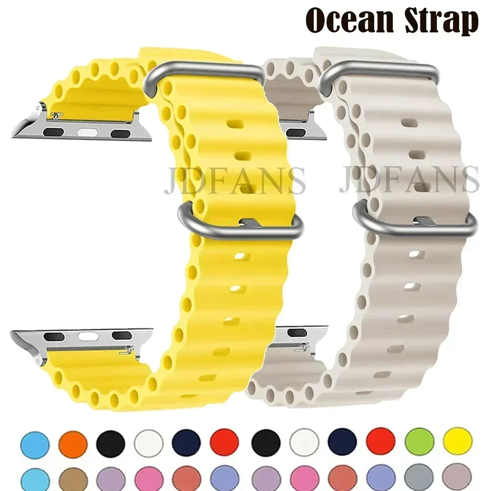 Strap For Apple watch ultra band 49mm 44mm 45mm 41mm 40mm 38mm 44 45 mm 1:1 Original Ocean belt iWatch series 9 8 7 se bands