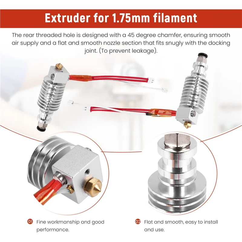 

AEE7-2 шт. прочный экструдер Hotend V5 J-головка, горячие детали 3D-принтера 0,4 мм для 3D-принтера Anycubic I3 Mega для нити 1,75 мм