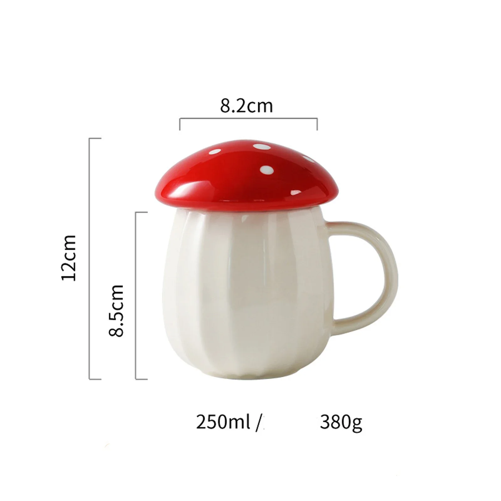 2024 New 300ml Red Lid Creative Mushroom Shaped Coffee Mugs Ceramic Milk Cup with Handle Gift for Women Mom Drinkware Mugs