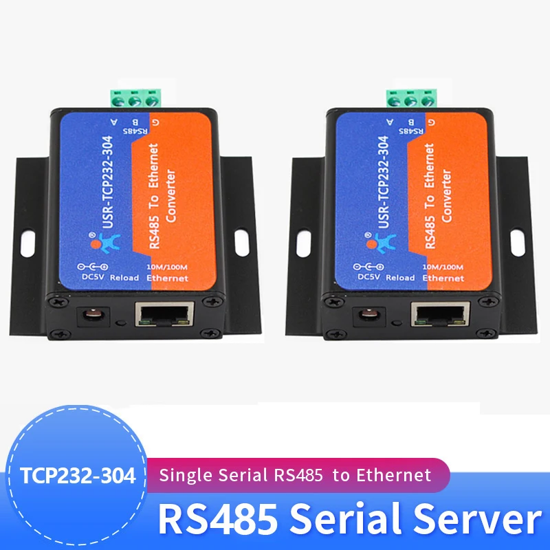 2 buah modul konverter Server Ethernet seri USR-TCP232-304 RS485 ke TCP/IP dengan halaman web bawaan DHCP/DNS didukung