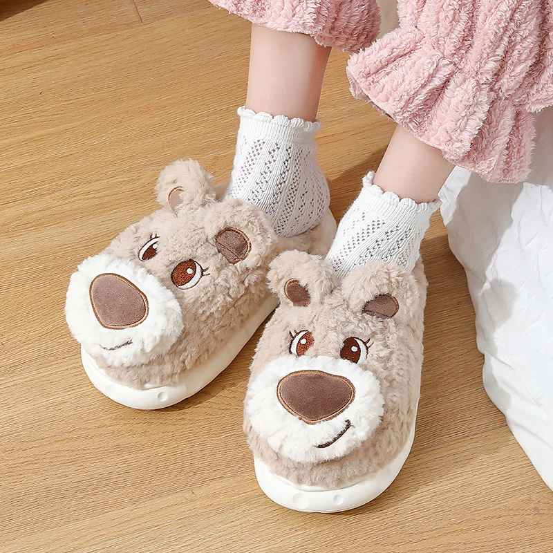 Leuke Ouder-Kind Slippers Kind Buiten Warm Fluweel En Verdikkende Slippers Mooie Antislip Indoor Platte Schoenen Voor Kinderen