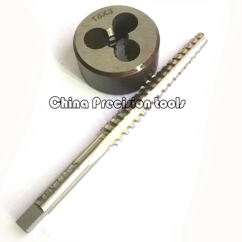 2PCS HSS Metric Trapezoidal thread tap and Die set Tr8 T8X1.5 TR8X2 TR8X3 Left Right hand TR screw taps dies sets T8 T8X2 T8X3