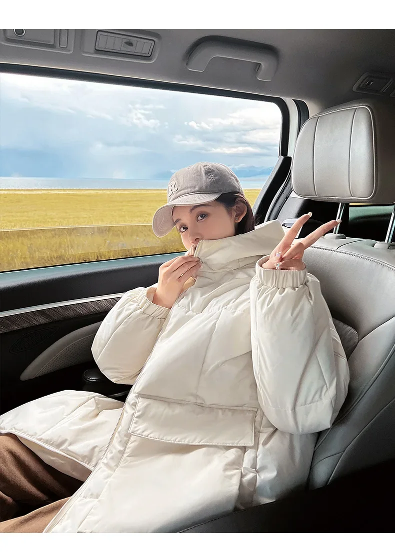 Veste épaisse en coton pour femme, manteau à manches longues, Chic, Style pain, coupe ample, mi-longue, rembourré, automne et hiver