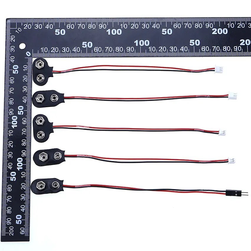 1pcs 9V Battery Clip 10cm Black Red 2Wired Cable Connector Buckle 9 Volt Battery Holder With PH2.0 XH2.54 Terminal Lead Wire - Detail 1