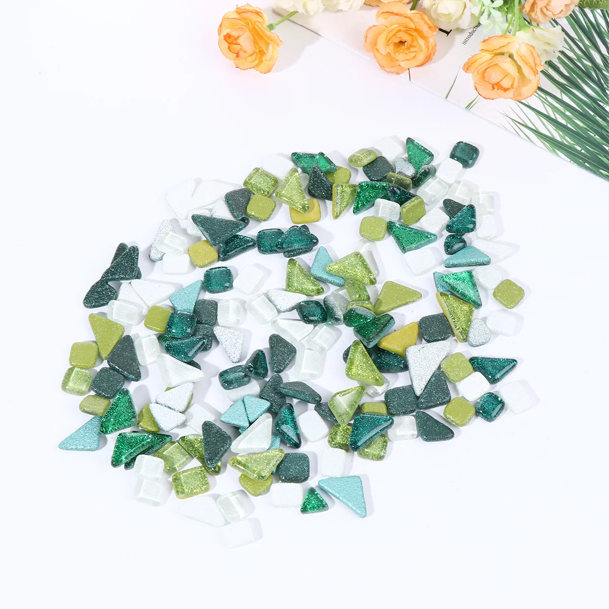 

500g Crystal Grain Irregular Glitter Smooth Mosaic Stone Durable Heat Resistant DIY Decorative Stone Crystal Glass