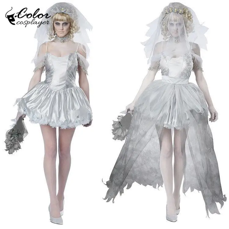 

Color Cosplayer Ghost Bride Dress Gothic Halloween Cosplay Costume Ghost Baby Movie Role Dress Suit Funny Festival Women Set
