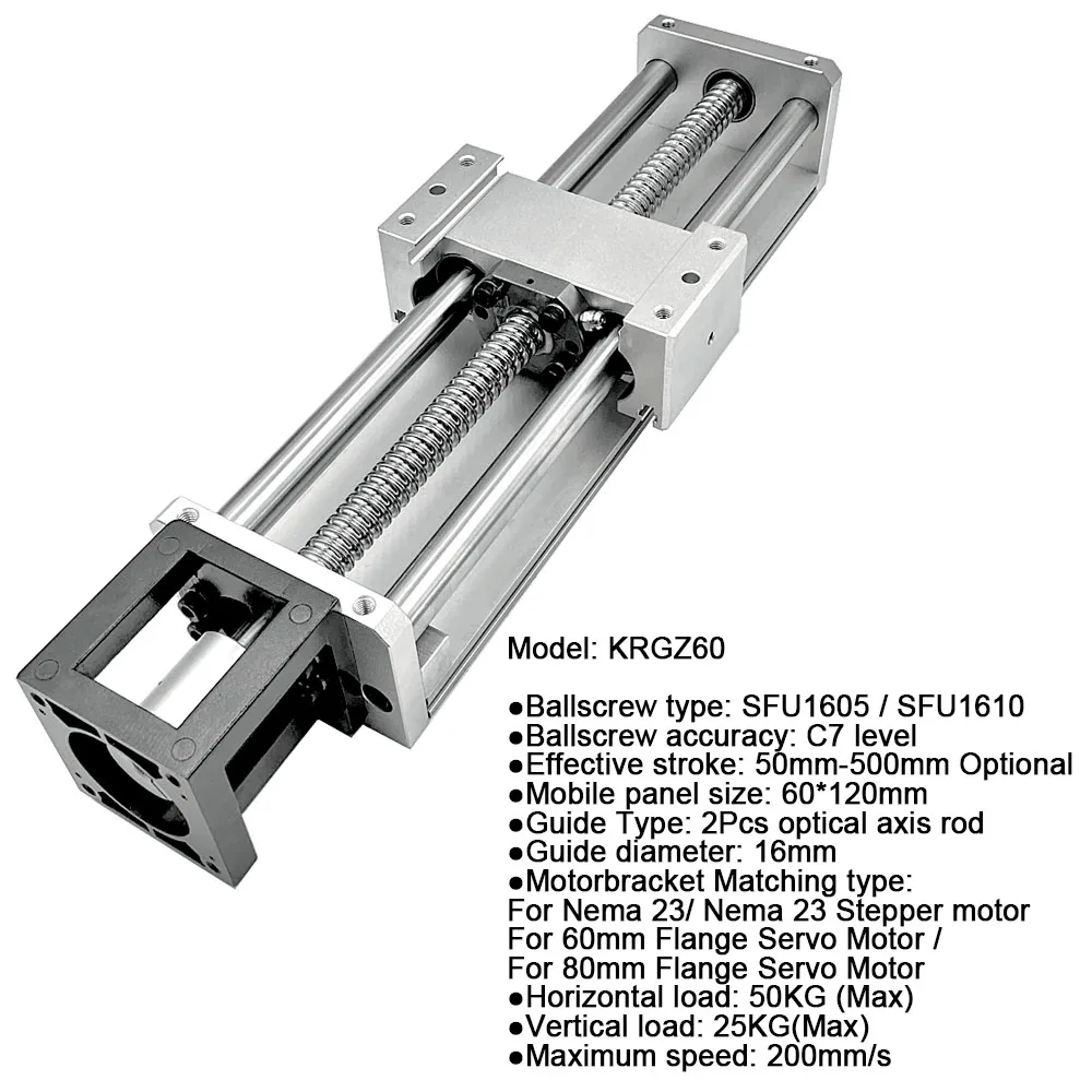 Optical Axis Linear Guide Stage Ball Screw Sliding Table Linear Rail Guide Stage Single Axis Robot CNC Motion Stage SFU1605 1610
