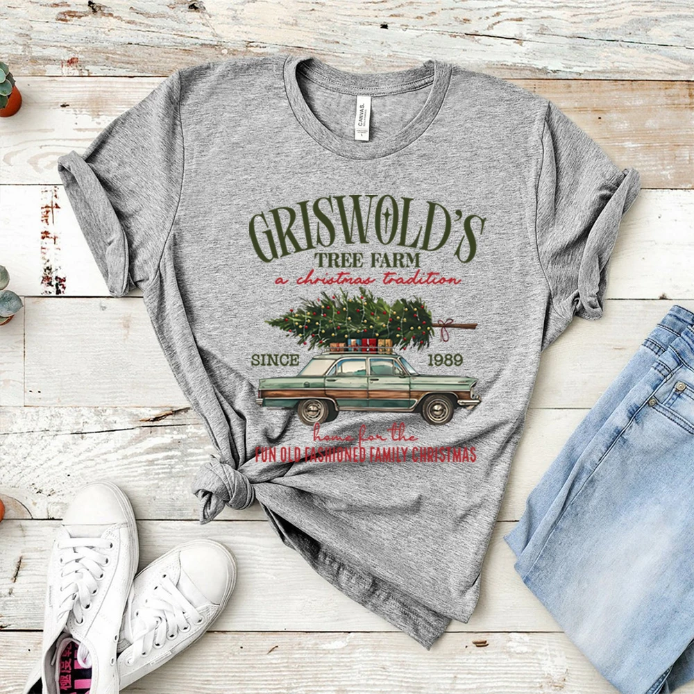 Griswold Kerstboom Boerderij T-shirt jaren '90 Kerst Film Shirt Bijpassende Familie Vakantie Tees Retro Vrolijk Kerstfeest Tshirt Tops