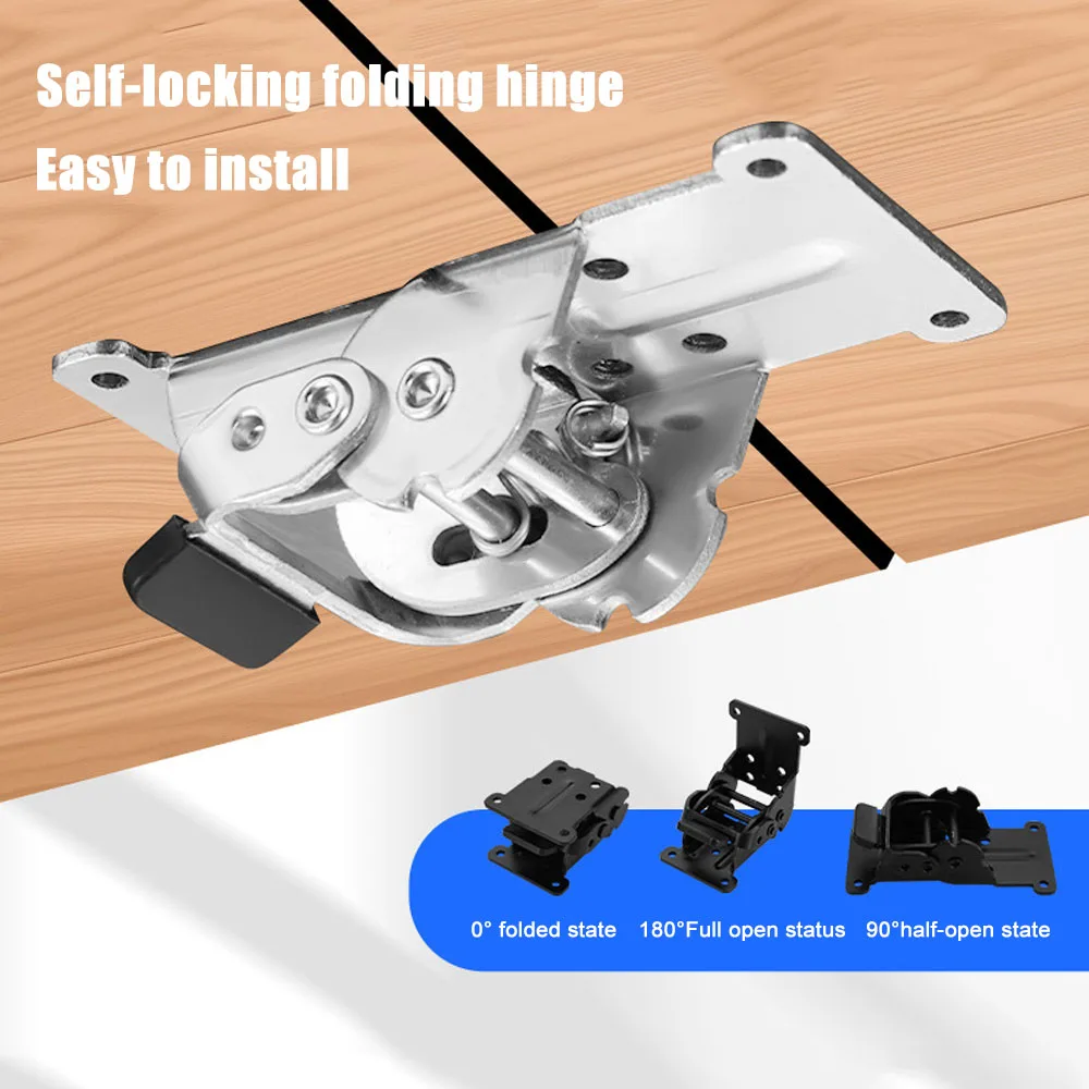 1Pc Self-Locking Folding Hinge 90/180 Degree Support Frame Table Leg Fittings Fold Feet Hinges Furniture Hinges Fittings Hardwa