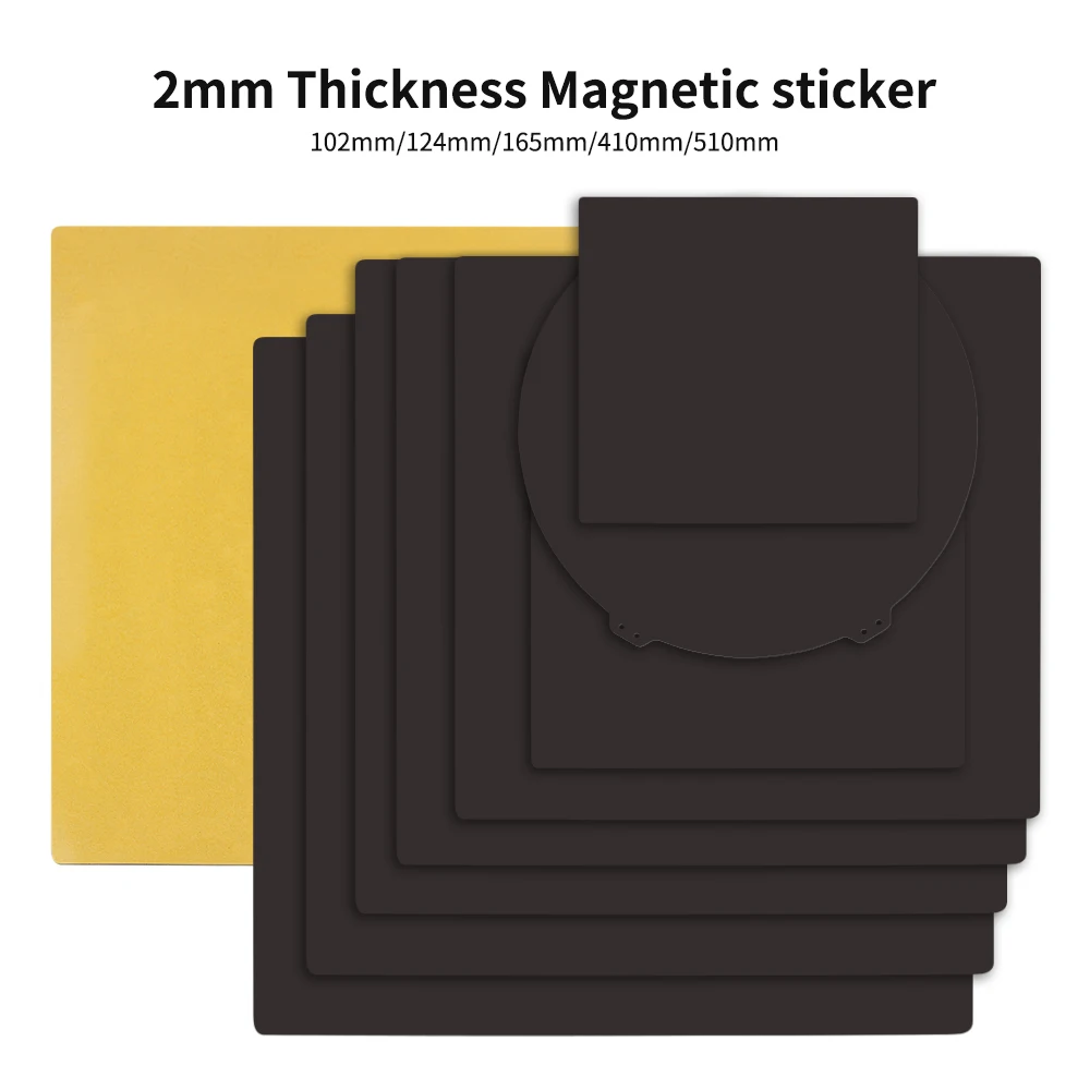 FYSETC 2mm Thickness Magnetic Stickers 102mm/124mm/165mm/410mm/510mm size for 3d printer steel sheet