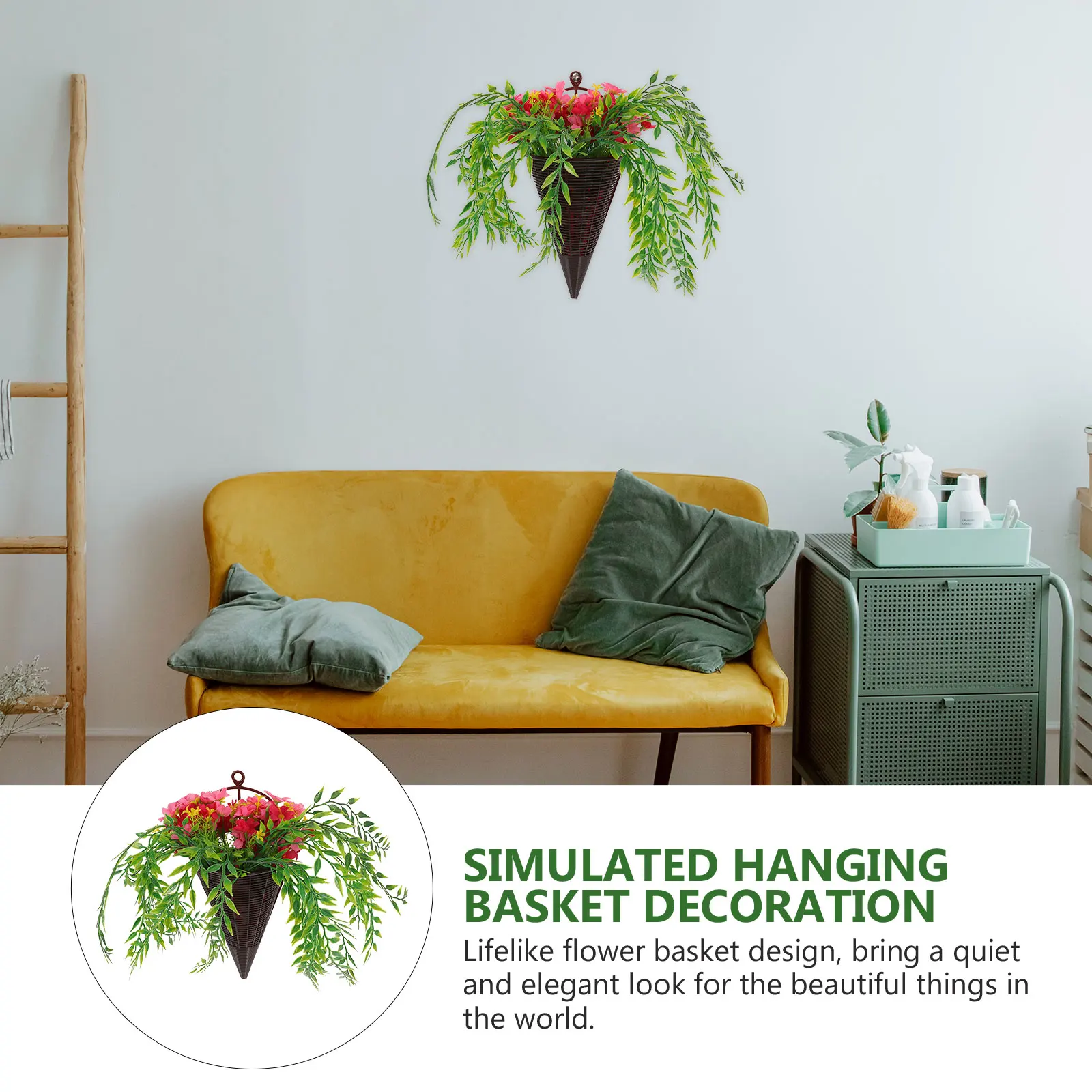

with Artificial Flowers Simulated Green Plant Hanging Basket Hydrangea Spring Chrysanthemum