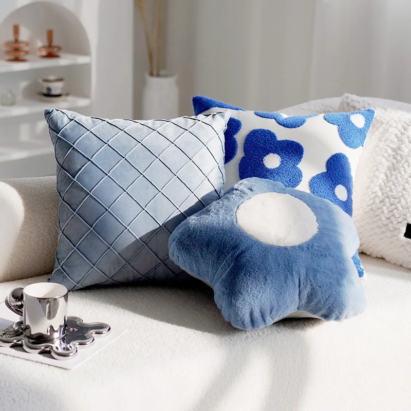 30X50/45X45CM Plush Flower Throw Pillow Cover Velvet Rabbit  Stamping Waist Cushion Cover Decor Home Decorative Pillowcase