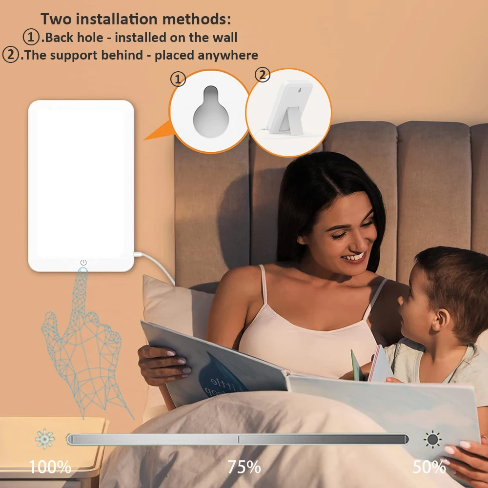 LED Touch Screen Makeup Light UV Free 3-Speed Dimming Fill Light SAD Phototherapy Light Night For Desktop/Wall Lighting