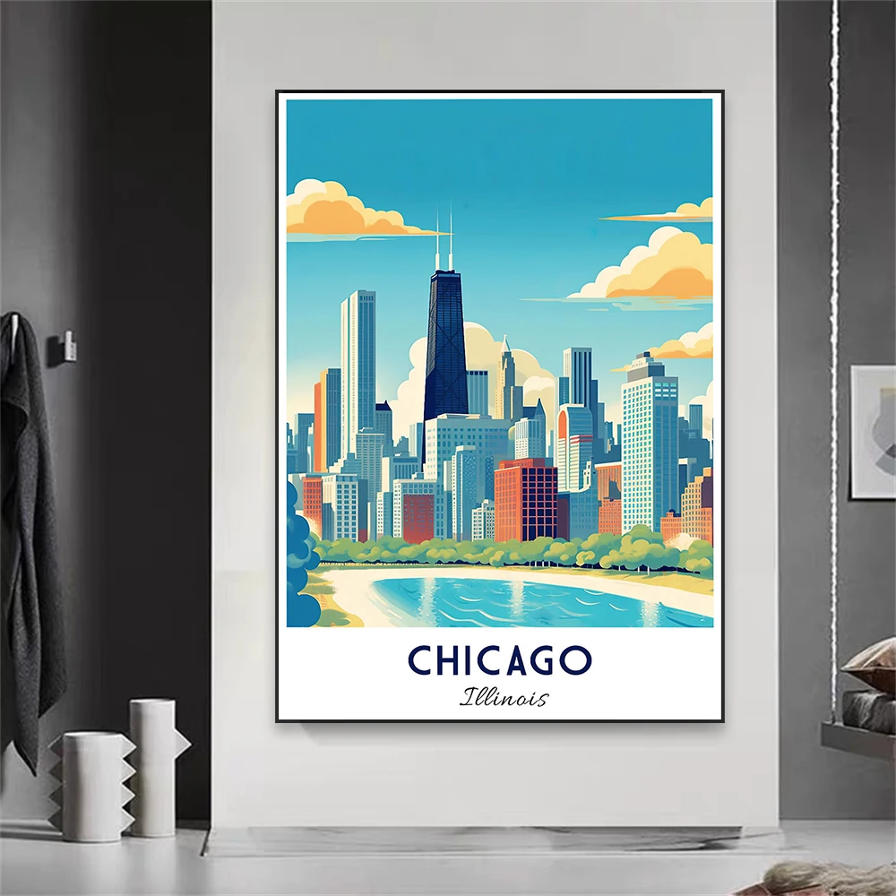 طباعة فنية جدارية ملونة من كاليفورنيا سيتي سكيب لديكور غرف النوم ، طباعة أفق سان أنجلوس ، لوحة قماشية للمناظر الطبيعية ، ملصق السفر #2