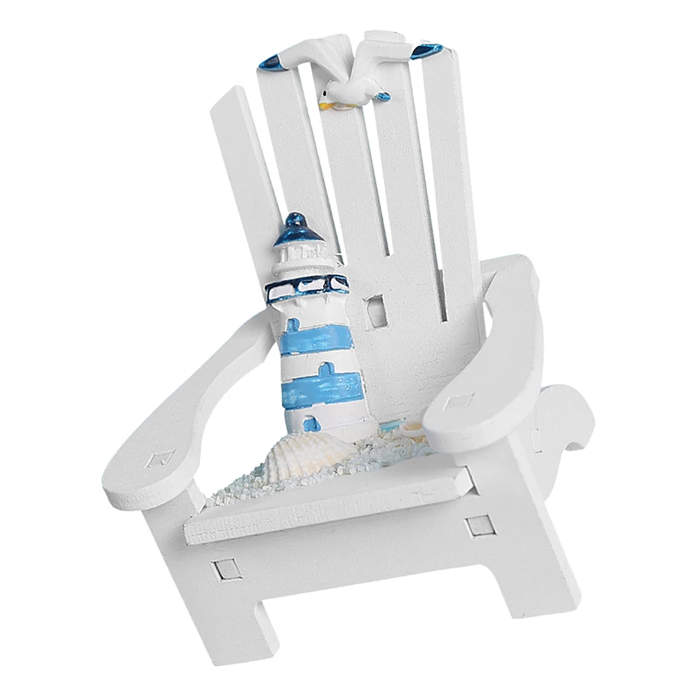 มินิเก้าอี้ชายหาดตกแต่งเก้าอี้ทรายสีขาวสําหรับ Mini House Ocean โต๊ะ Props ทนทานน้ําหนักเบาสนุกภาพ