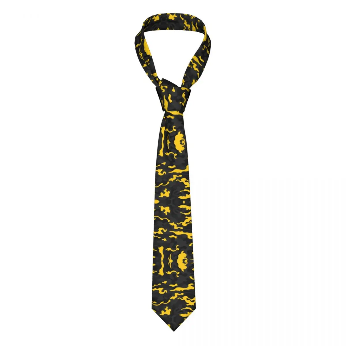 

Personalized Camo Style Ties Men Fashion Black and Yellow Camouflage Silk Business Neckties