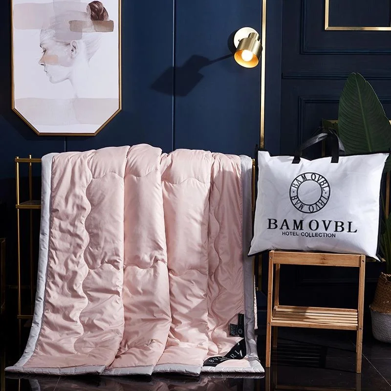 

Washable Silk Summer Quilt Single Double Pure Color Air Conditioner Quilt Gift Quilt Summer Lightweight Polyester Fiber Fill