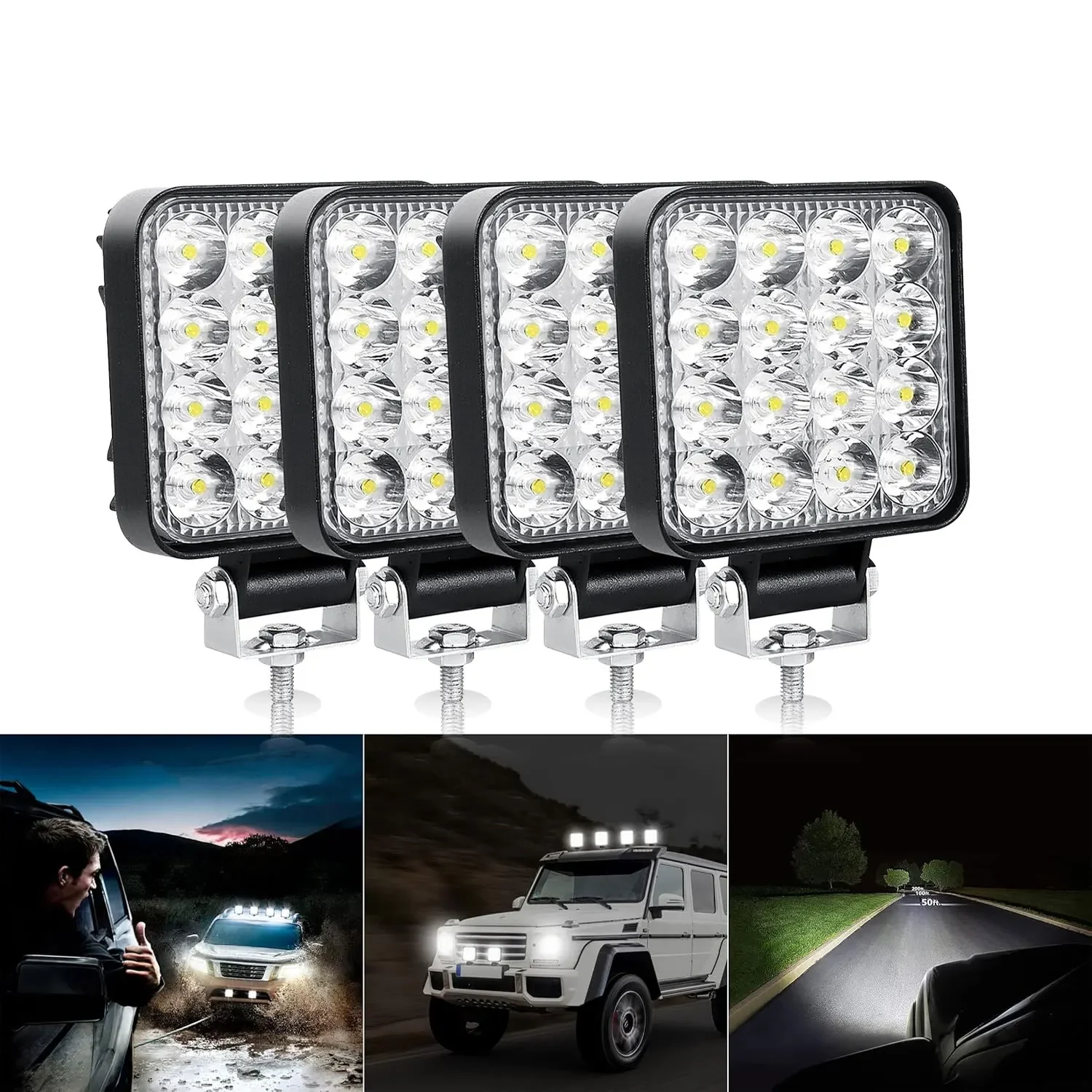 Square LED Work Light 3inch 114W 12V Spot Flood Light Bar for Truck SUV Boat Off Road 4x4 Headlight Car Accessories