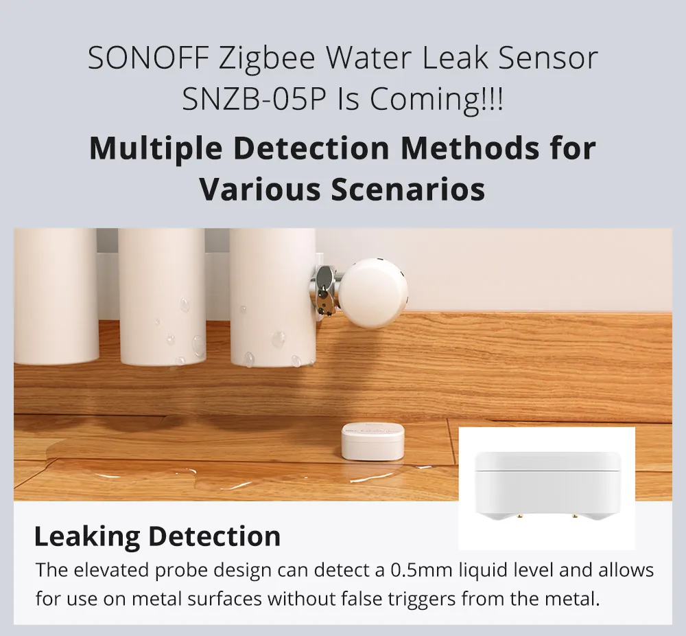 SONOFF SNZB-05P Zigbee 3.0 Water Leak Detector 5 Years Lifetime IP67 Waterproof Remote Control Smart Home with Alexa Google Home