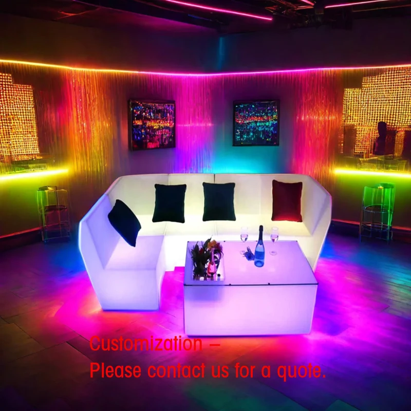 custom.High-Level RGB Glowing Bar Nightclub Sofa Furniture European Style Plastic Material Wine Cellar Applications