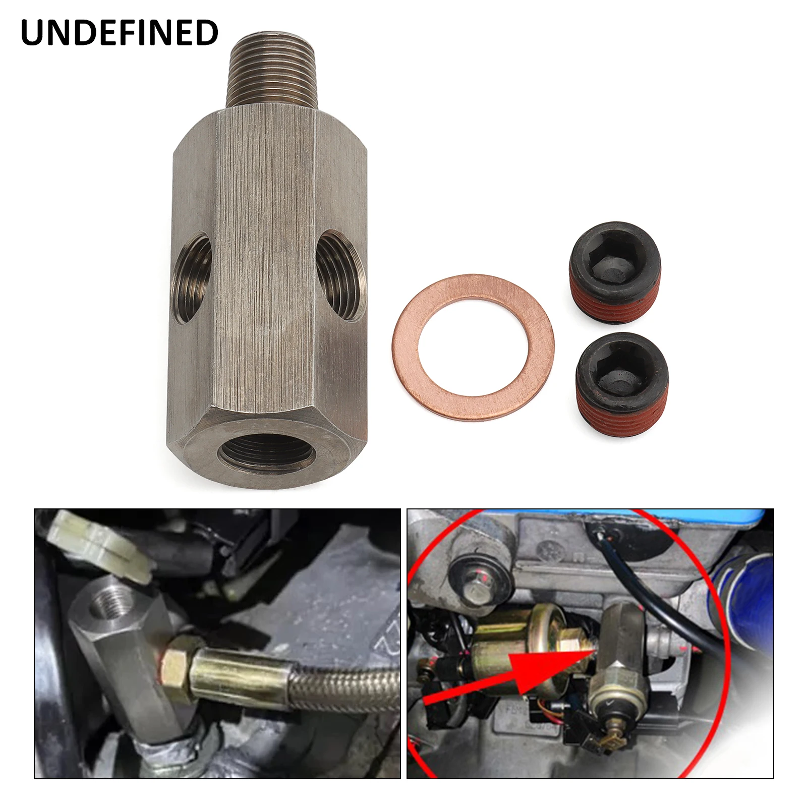 1/8'' NPT Tee Oil Pressure Sensor Adapter Fitting Pressure Switch Gauge Turbo Supply Feed Line Connector For Cars SUVs Trucks