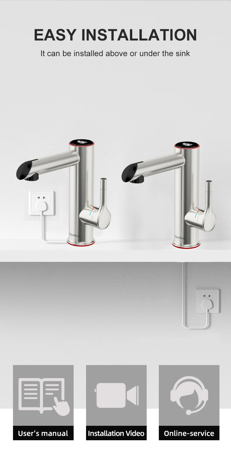 Elektrischer Mini-Warmwasserbereiter Briwellna für Badarmatur