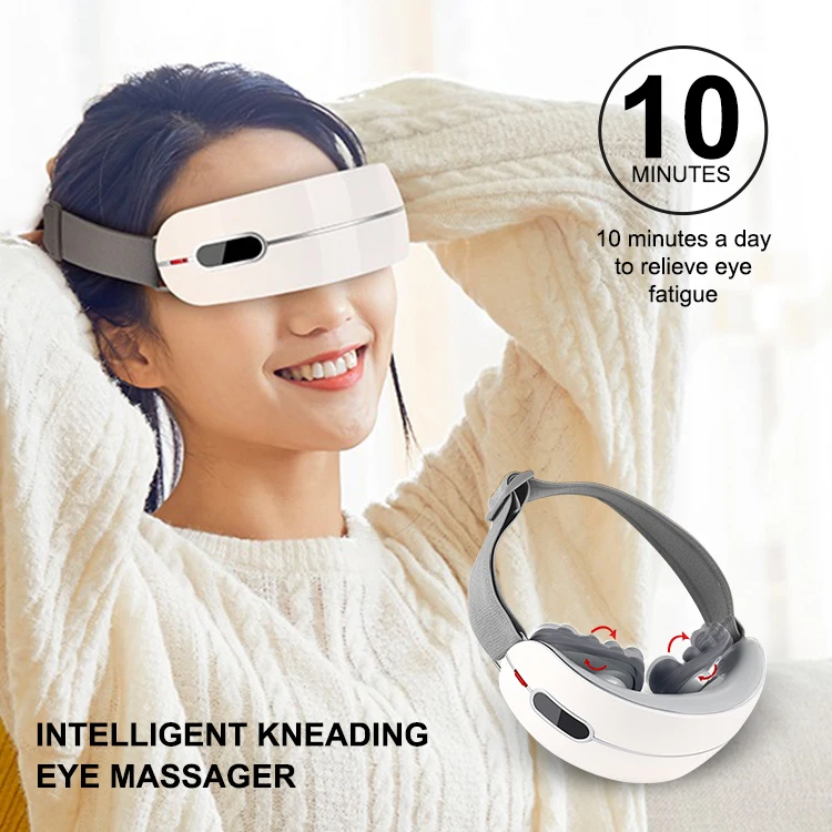 Smart kneading four modes silicone heat compression relax portable intelligent eyes care glasses massager equipment