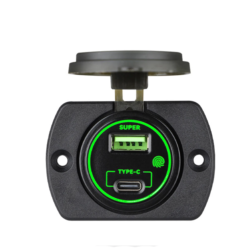 Car Charger Red LED Ring 66W Car Charger Panel-mounted Design Touch Switch With LED Ring Simultaneous Dual Charging