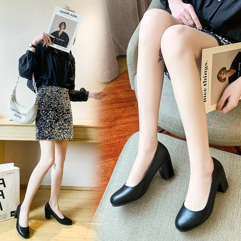 2024 Spring Autumn Large Size Single Shoes Women\'s Shallow Mouth Fashion Solid Color Simple and Comfortable Small Leather Shoes