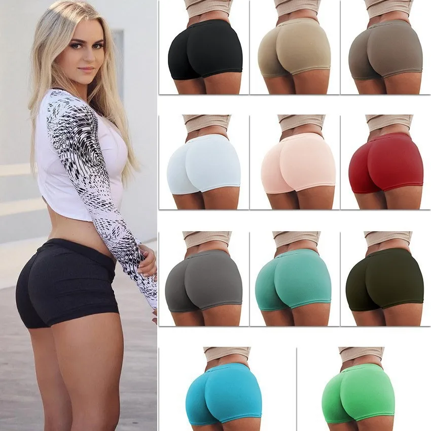 Women Elastic Sports Shorts Casual High Waist Sexy Yoga Tights Seamless Fitness Hip Lifting Sportswear Running Stretched Shorts