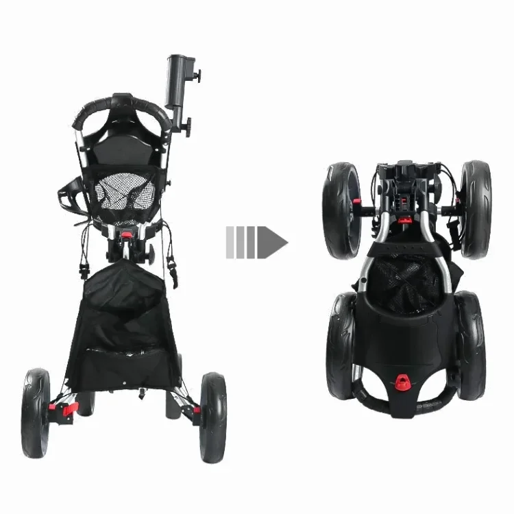 Hot Sale New Durable 4 Wheel Golf Trolley Easy Folding Golf Push Cart Multi Functional Golf Bag Cart For Course