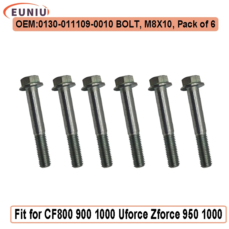 

BOLT M8X10 Pack of 6 for CF ATV UTV UFORCE 800 ZForce 800 CF800-3 OEM 0130-011109-0010