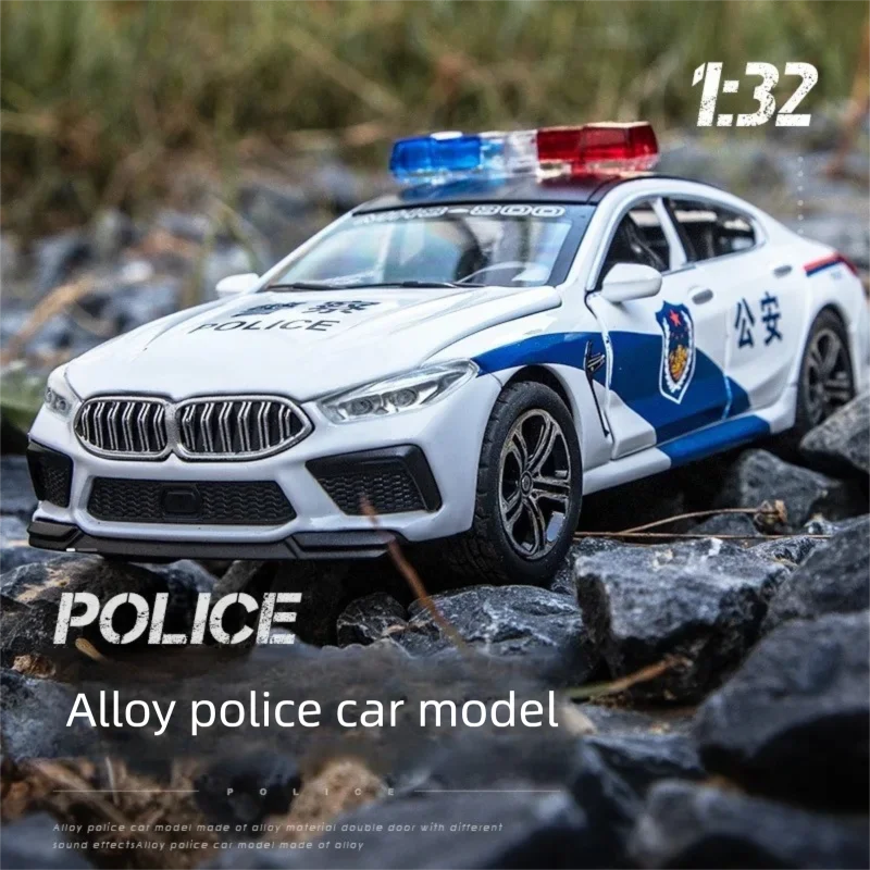 1:32 Charger M8 Police Alloy Car Diecast Model Mini Vehicles Model Doors Opened Pull Back Display Collection Gift For Hobbyist