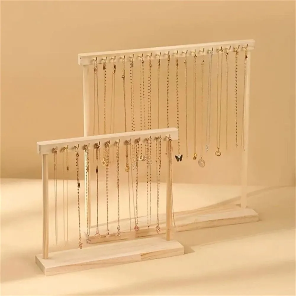 Simple Portable Wood Necklace Stand Exquisite Bracelets Display Necklace Hanging Rack 12 /18 Hook Jewelry Jewelry Holder Store