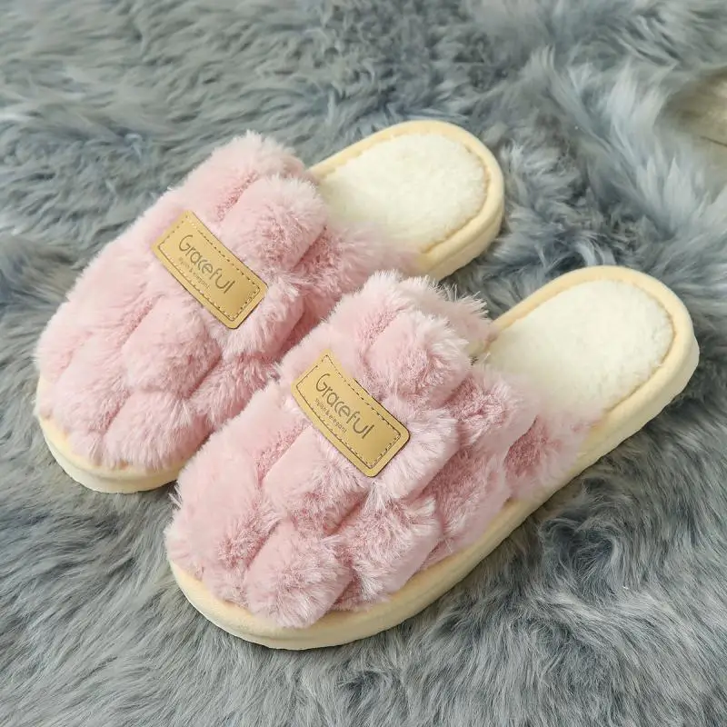 

Fluffy Women's Slippers Winter Plush Luxury Designer Woman Shoes Indoor Casual Fuzzy Fur Slides Flats Fashion Elegant Footwear