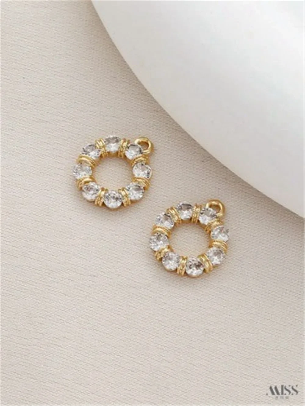 

14K Bag Gold Inlaid Zircon Closed Ring Wreath Ring DIY Bracelet Necklace Earrings Ear Hanging Jewelry Accessories