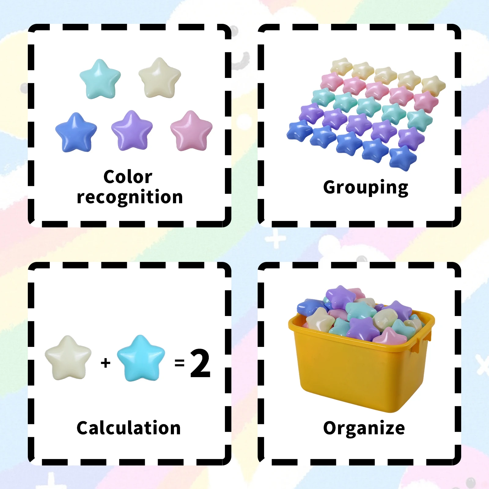 2.68 بوصة 50/100 قطعة رشاقته حجم صغير شكل نجمة لينة البلاستيك سحق برهان الكرة حفرة كرات للأطفال اللعب مع حقيبة التخزين