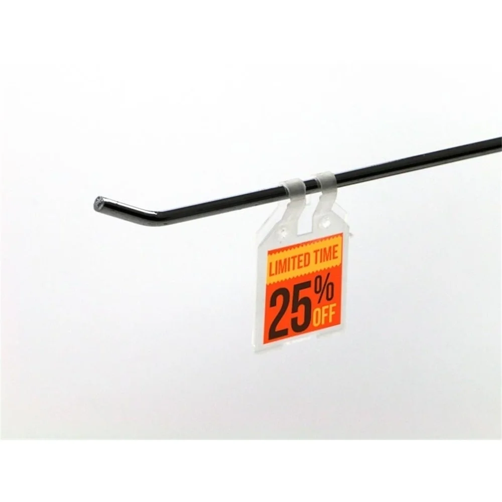 Metal Shelf Hanger Tag Buckle Pocket Wire Basket Price Talker Frame Label Name Card Display Hook Tag Clear Swing Sign Clip Snap