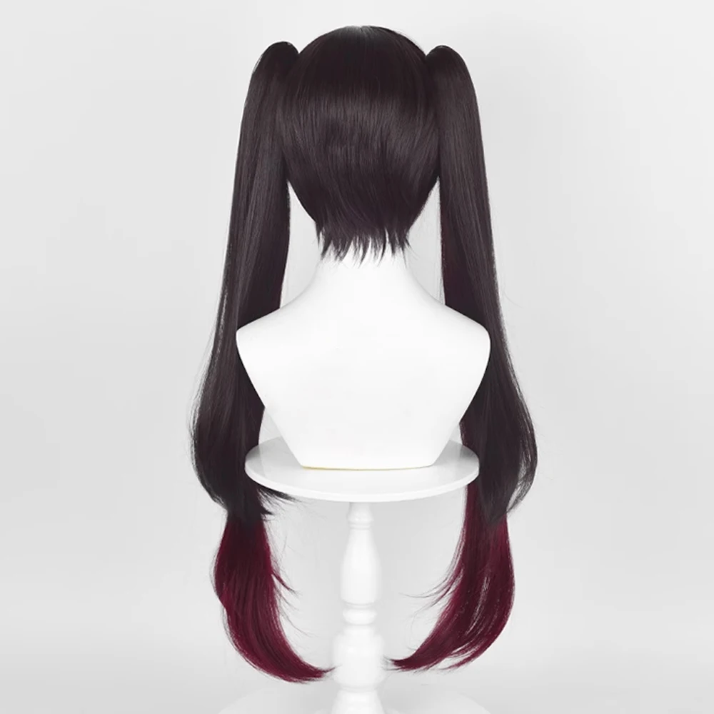 RANYU Honkai Star Rail Sparkle Wig Synthetic Long Straight Brown Wine Red Mix Layered Ponytail Game Cosplay Hair Wig for Party