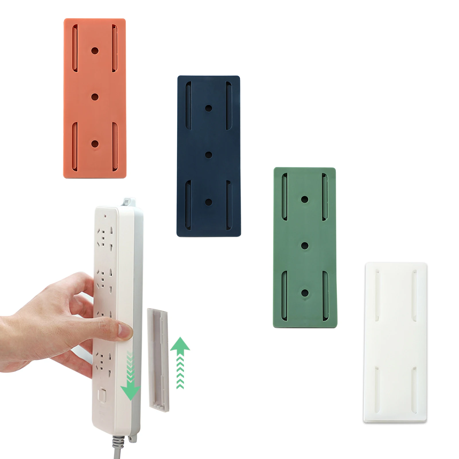 1-5PCS Wall-Mounted Holder Self-Adhesive Socket Strip Bracket Punch-Free Plug Fixer Cable Wire Organizer Rack for Home Office