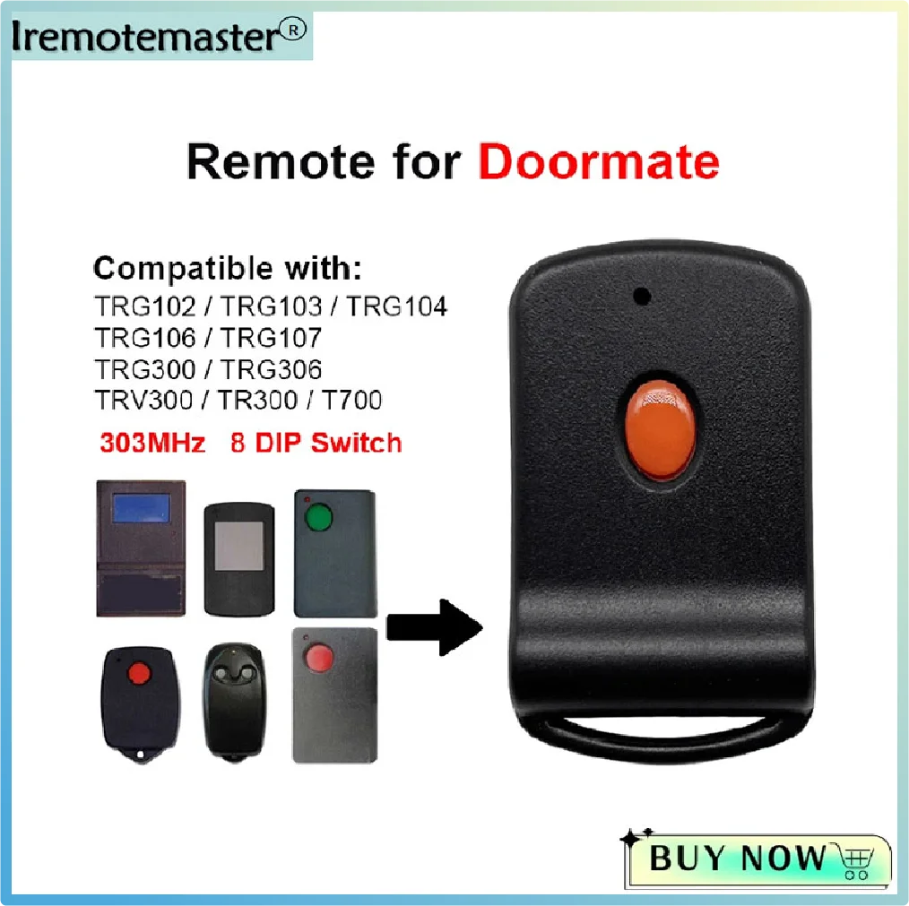 For Doormate 303MHz TRG102 TRG300 TRV300 Gate Door Remote Opener remote control replacement Tilt a Matic with 8 DIP Switch