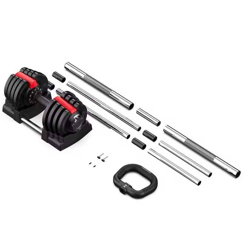 Equipo de Gimnasio 3 en 1, Mancuernas de 18 kg/40 lb, Juego de Mancuernas y Barras con Peso Ajustable Rápidamente