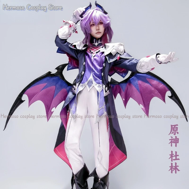 Genshin Impact Durin Cosplay Costume Wig Uniform Outfit Headwear Metal Props Halloween Party for Women Men Carnival Role Play
